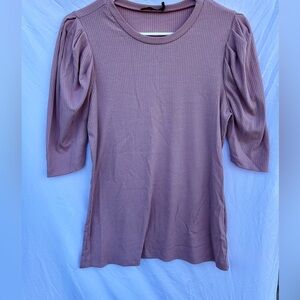 Doe & Rae Pink Ruffle Sleeve Top | Size M | Soft Stretch Blend